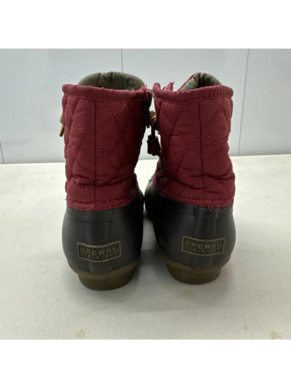 Sperry Top Sider Boots Womens‎ 7 Saltwater Duck Quilted Red Ankle Top STS93028